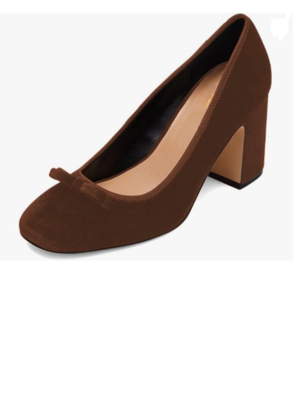 Pazzion Brown Round Toe Pump Velvet Double Bow Chunky High Heel Slip On Shoe